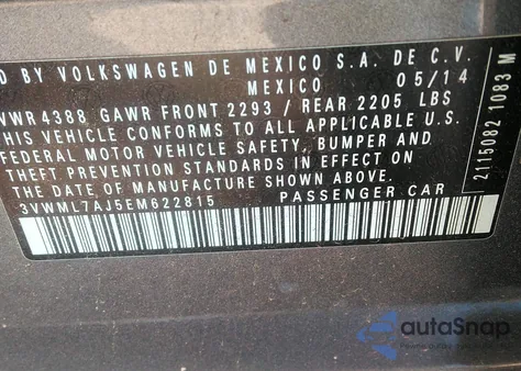 2014 Volkswagen Jetta Sportwagen 2.0L Tdi from USA, damaged, VIN 3VWML7AJ5EM622815